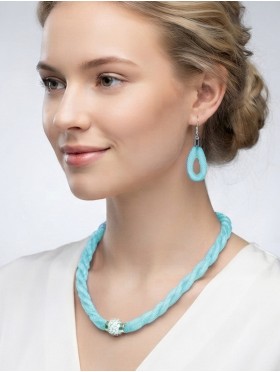SPARKLE TWIST TUBE NECKLACE & EARRING SET